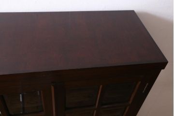 中古　松本民芸家具　シックな佇まいが魅力のG-1型面取り食器棚(収納棚、カップボード)(R-038531)