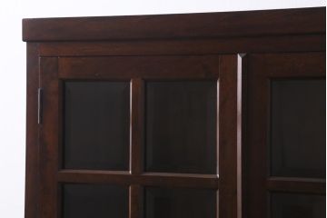 中古　松本民芸家具　シックな佇まいが魅力のG-1型面取り食器棚(収納棚、カップボード)(R-038531)