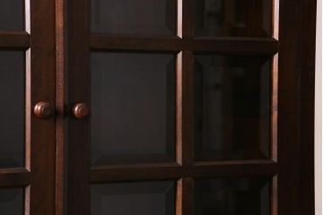 中古　松本民芸家具　シックな佇まいが魅力のG-1型面取り食器棚(収納棚、カップボード)(R-038531)