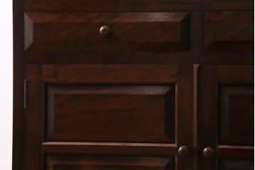 中古　松本民芸家具　シックな佇まいが魅力のG-1型面取り食器棚(収納棚、カップボード)(R-038531)