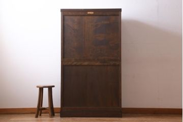 中古　松本民芸家具　シックな佇まいが魅力のG-1型面取り食器棚(収納棚、カップボード)(R-038531)