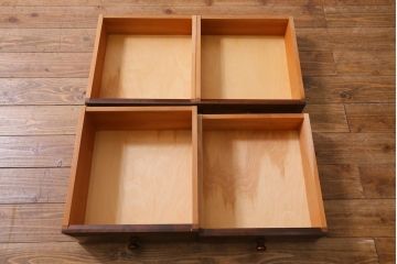 中古美品　松本民芸家具　立体的なデザインが目を引くA型脇棚(サイドチェスト、小引き出し)(定価約13万8千円)(R-038534)