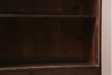 アンティーク家具　大正昭和初期　引き出し4杯付きの趣あるオープンラック(本棚、収納棚、ブックシェルフ)(R-038547)