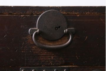 【簡易リペア限定品】アンティーク建具　明治期　十字金具が印象的な重ね帳場箪笥(時代箪笥、重ね箪笥、収納箪笥、整理箪笥)(R-038548)