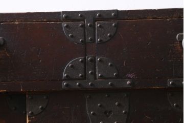 【簡易リペア限定品】アンティーク建具　明治期　十字金具が印象的な重ね帳場箪笥(時代箪笥、重ね箪笥、収納箪笥、整理箪笥)(R-038548)