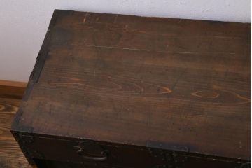アンティーク家具　明治期　十字金具が印象的な重ね帳場箪笥(時代箪笥、重ね箪笥、収納箪笥、整理箪笥)(R-038548)