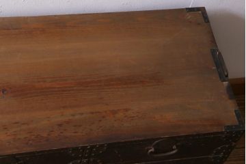 アンティーク家具　明治期　十字金具が印象的な重ね帳場箪笥(時代箪笥、重ね箪笥、収納箪笥、整理箪笥)(R-038548)