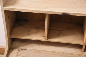 アンティーク家具　大正昭和初期　ストリップド(剥離)　上手物　総ケヤキ材の杢目が楽しめるライティングビューロー(簿記机、在宅ワーク、在宅用デスク)(R-038553)