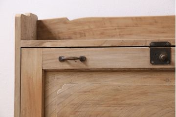 アンティーク家具　大正昭和初期　ストリップド(剥離)　上手物　総ケヤキ材の杢目が楽しめるライティングビューロー(簿記机、在宅ワーク、在宅用デスク)(R-038553)