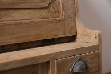 アンティーク家具　大正昭和初期　ストリップド(剥離)　上手物　総ケヤキ材の杢目が楽しめるライティングビューロー(簿記机、在宅ワーク、在宅用デスク)(R-038553)