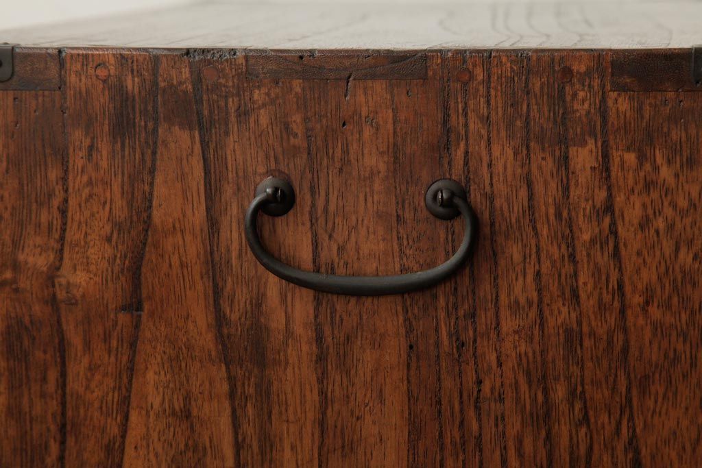 アンティーク家具　和製アンティーク　大正昭和初期　桐材　銅金具　味わい深い小引き出し(小箪笥、小物収納)(R-038554)