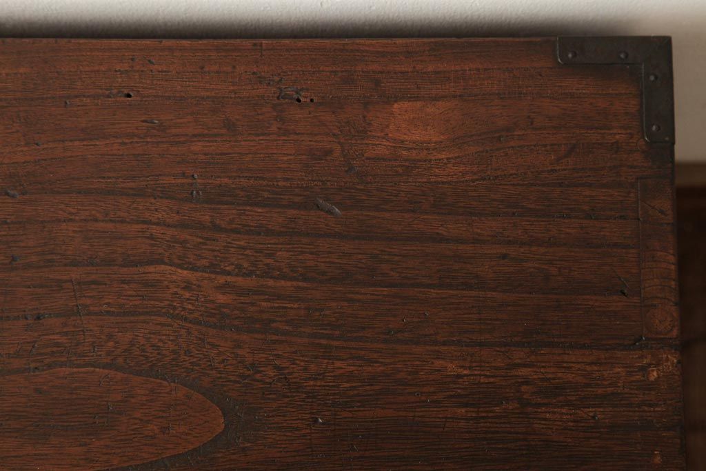 アンティーク家具　和製アンティーク　大正昭和初期　桐材　銅金具　味わい深い小引き出し(小箪笥、小物収納)(R-038554)