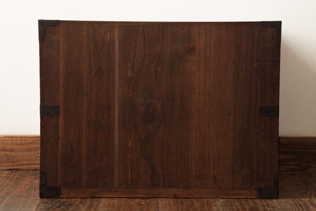 アンティーク家具　和製アンティーク　大正昭和初期　桐材　銅金具　味わい深い小引き出し(小箪笥、小物収納)(R-038554)