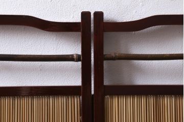 ビンテージ家具　和製ビンテージ 　昭和中期　すだれが涼やかな印象の四連折り畳み式パーテーション(衝立、仕切り)(R-038555)