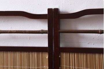 ビンテージ家具　和製ビンテージ 　昭和中期　すだれが涼やかな印象の四連折り畳み式パーテーション(衝立、仕切り)(R-038555)