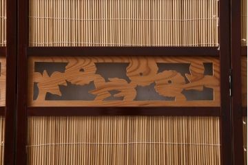 ビンテージ家具　和製ビンテージ 　昭和中期　すだれが涼やかな印象の四連折り畳み式パーテーション(衝立、仕切り)(R-038555)