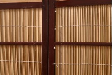 ビンテージ家具　和製ビンテージ 　昭和中期　すだれが涼やかな印象の四連折り畳み式パーテーション(衝立、仕切り)(R-038555)