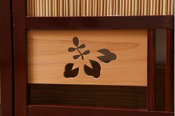 ビンテージ家具　和製ビンテージ 　昭和中期　すだれが涼やかな印象の四連折り畳み式パーテーション(衝立、仕切り)(R-038555)