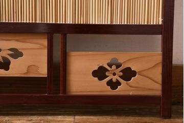 ビンテージ家具　和製ビンテージ 　昭和中期　すだれが涼やかな印象の四連折り畳み式パーテーション(衝立、仕切り)(R-038555)