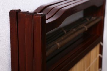 ビンテージ家具　和製ビンテージ 　昭和中期　すだれが涼やかな印象の四連折り畳み式パーテーション(衝立、仕切り)(R-038555)