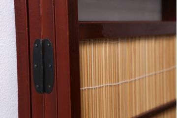 ビンテージ家具　和製ビンテージ 　昭和中期　すだれが涼やかな印象の四連折り畳み式パーテーション(衝立、仕切り)(R-038555)
