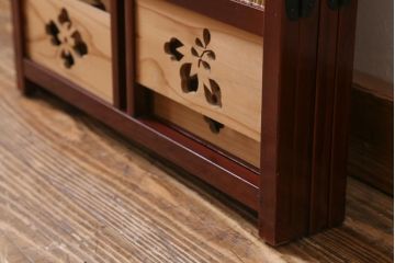 ビンテージ家具　和製ビンテージ 　昭和中期　すだれが涼やかな印象の四連折り畳み式パーテーション(衝立、仕切り)(R-038555)