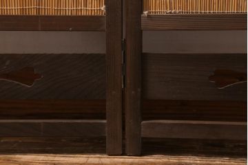 ビンテージ家具　和製ビンテージ　すだれが涼やかな印象の四連折り畳み式パーテーション(衝立、仕切り)(R-038556)