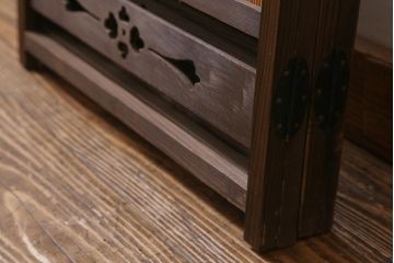 ビンテージ家具　和製ビンテージ　すだれが涼やかな印象の四連折り畳み式パーテーション(衝立、仕切り)(R-038556)