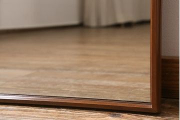 ヴィンテージ雑貨　北欧ビンテージ　チーク材　シンプルスタイリッシュなミラー(鏡、姿見)(R-038557)