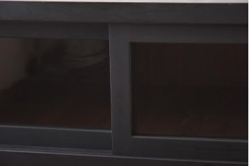 アンティーク家具　リメイク　シックな色合いに組子細工が映える脚付きキャビネット(水屋箪笥、サイドボード、戸棚、収納棚)(R-038560)