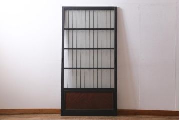 アンティーク建具　和製アンティーク　昭和初期　腰板ケヤキ材　ダイヤガラス入り　上手物!玉杢が魅力的なガラス戸1枚(引き戸、建具)(R-038566)