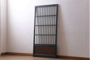 アンティーク建具　和製アンティーク　昭和初期　腰板ケヤキ材　ダイヤガラス入り　上手物!玉杢が魅力的なガラス戸1枚(引き戸、建具)(R-038566)