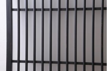 アンティーク建具　和製アンティーク　昭和中期　すりガラス入り　ブラックペイントがシックなガラス戸1枚(引き戸、建具)(R-038567)