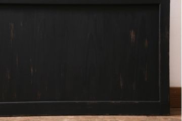 アンティーク建具　和製アンティーク　昭和中期　すりガラス入り　ブラックペイントがシックなガラス戸1枚(引き戸、建具)(R-038567)
