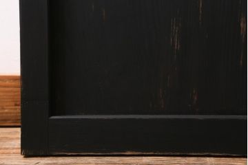 アンティーク建具　和製アンティーク　昭和中期　すりガラス入り　ブラックペイントがシックなガラス戸1枚(引き戸、建具)(R-038567)