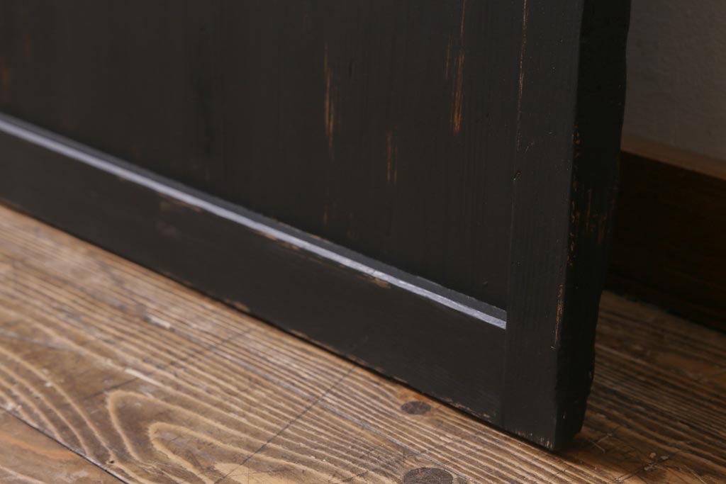 アンティーク建具　和製アンティーク　昭和中期　すりガラス入り　ブラックペイントがシックなガラス戸1枚(引き戸、建具)(R-038567)