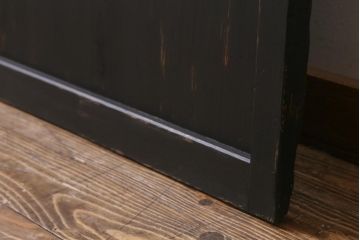 アンティーク建具　和製アンティーク　昭和中期　すりガラス入り　ブラックペイントがシックなガラス戸1枚(引き戸、建具)(R-038567)