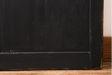 アンティーク建具　和製アンティーク　昭和中期　すりガラス入り　ブラックペイントがシックなガラス戸1枚(引き戸、建具)(R-038567)