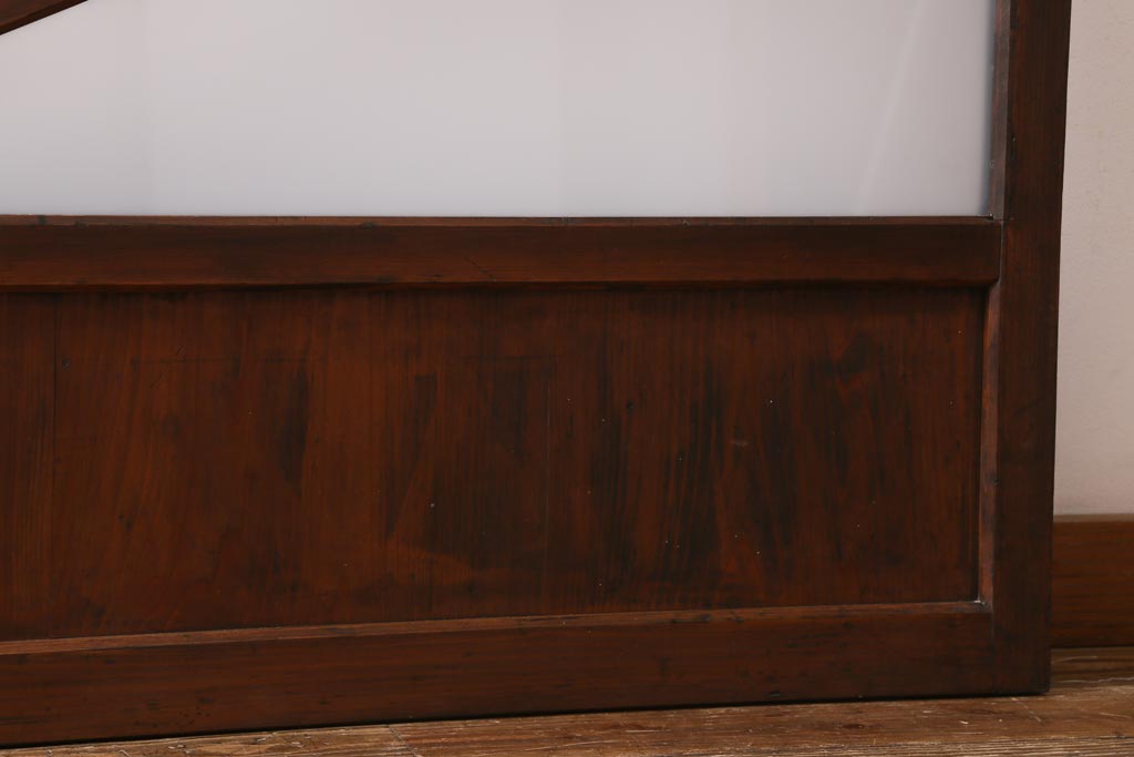 アンティーク建具　大正昭和初期　激レア　当時物色ガラス入り　赤と緑がアクセントのレトロなガラス戸2枚セット(引き戸、建具)(R-038570)