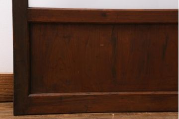 アンティーク建具　大正昭和初期　激レア　当時物色ガラス入り　赤と緑がアクセントのレトロなガラス戸2枚セット(引き戸、建具)(R-038570)