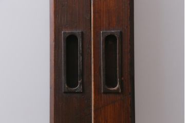 アンティーク建具　大正昭和初期　激レア　当時物色ガラス入り　赤と緑がアクセントのレトロなガラス戸2枚セット(引き戸、建具)(R-038570)