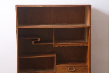 アンティーク家具　昭和中期　味わい深い木肌が魅力の茶箪笥(茶棚、飾り棚)(R-038598)