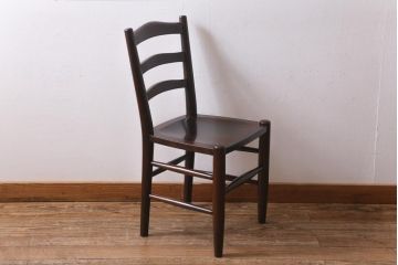 中古　松本民芸家具　シンプルなデザインが魅力的なラダーバックチェア(ダイニングチェア、椅子)(R-038605)