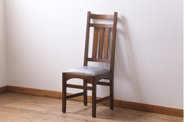 中古　アメリカ　Stickley(スティックレー、スティックレイ)社　象嵌入り　ミッションスタイル　サイドチェア(椅子、ダイニングチェア)(R-038608)
