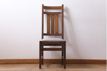 中古　アメリカ　Stickley(スティックレー、スティックレイ)社　象嵌入り　ミッションスタイル　サイドチェア(椅子、ダイニングチェア)(R-038608)
