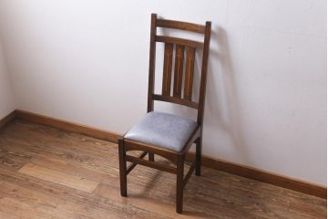 中古　アメリカ　Stickley(スティックレー、スティックレイ)社　象嵌入り　ミッションスタイル　サイドチェア(椅子、ダイニングチェア)(R-038608)