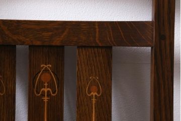 中古　アメリカ　Stickley(スティックレー、スティックレイ)社　象嵌入り　ミッションスタイル　サイドチェア(椅子、ダイニングチェア)(R-038608)
