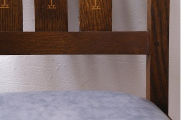 中古　アメリカ　Stickley(スティックレー、スティックレイ)社　象嵌入り　ミッションスタイル　サイドチェア(椅子、ダイニングチェア)(R-038608)