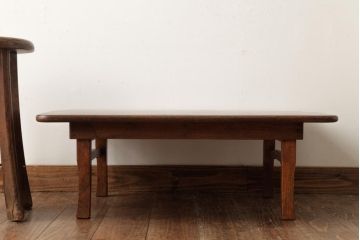 アンティーク家具　和製アンティーク　昭和初期　くっきりとした木目が魅力の角ちゃぶ台(座卓、ローテーブル)(R-038612)