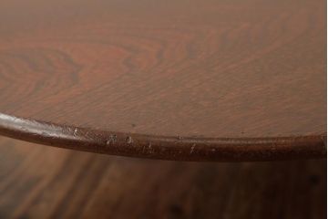 アンティーク家具　和製アンティーク　昭和初期　栓材　渋い佇まいが魅力のレトロな丸ちゃぶ台(折りたたみテーブル、座卓、ローテーブル)(R-038613)